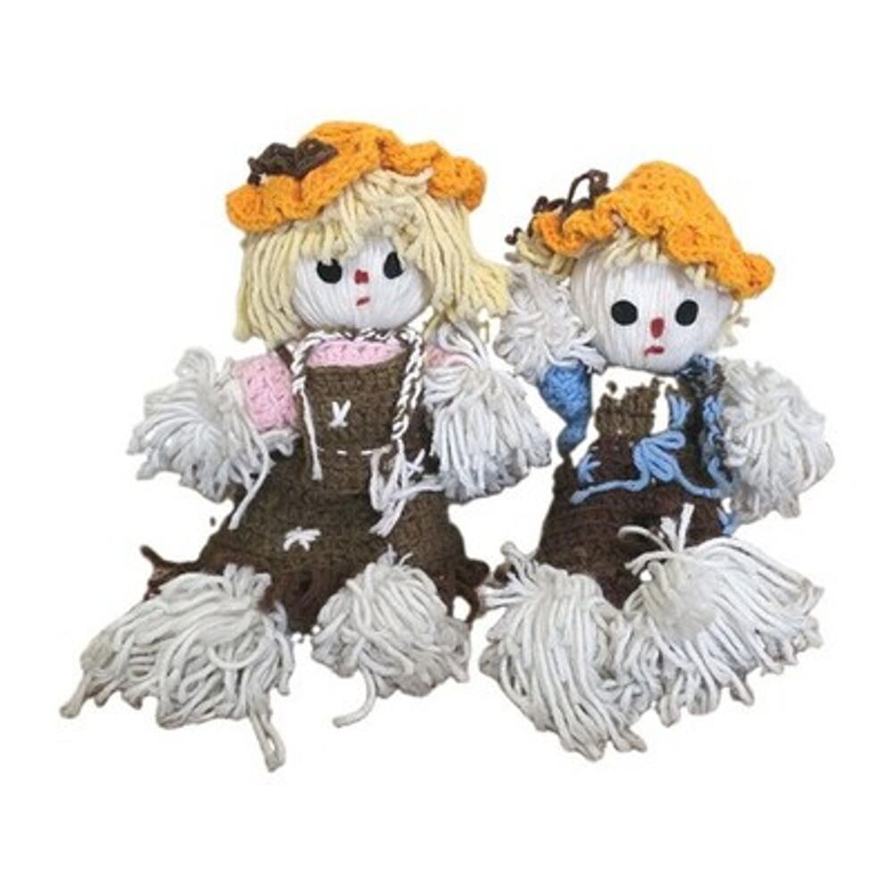 Vintage Handmade Crochet Scarecrow Decor Fall Halloween Farmhouse Grandmacore